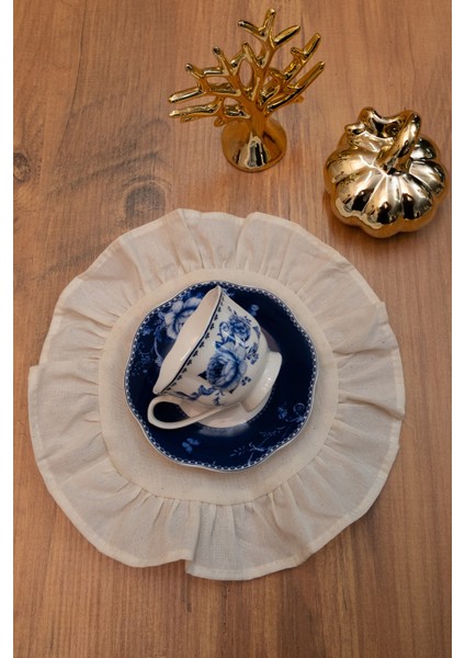 Rufle | 6 Parça Fırfılı Kahve Sunum Seti 22 x 22 modelleri