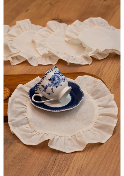 Rufle | 6 Parça Fırfılı Kahve Sunum Seti 22 x 22 indirimleri