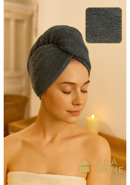 Triga Düğme Lastikli Saç Havlusu| Pamuklu Saç Kurutma Bonesi | Makyaj Bonesi