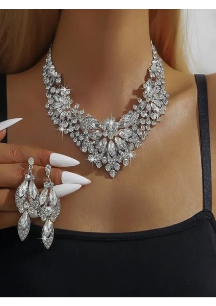 Zirkon Taşlı Gösterişli Düğün Takı Seti