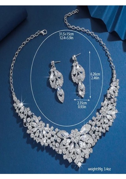 Zirkon Taşlı Gösterişli Düğün Takı Seti fiyatları