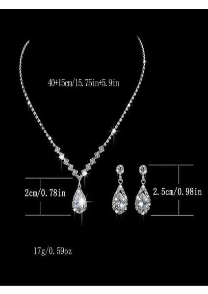 Gümüş Kaplama Zirkon Taşlı Kolye ve Küpe Düğün Seti fırsatları