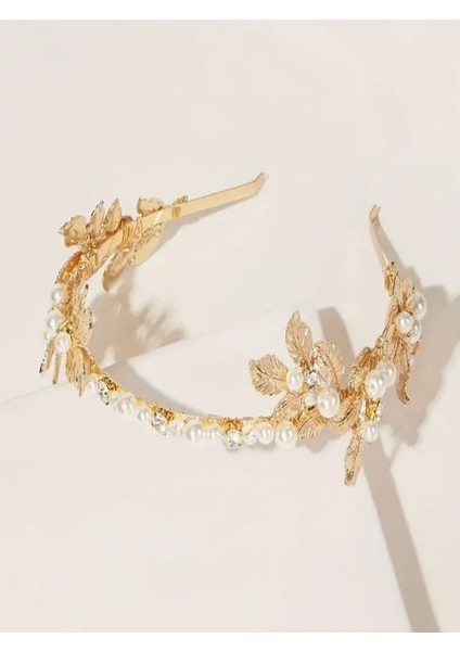 İncili ve Taşlı Yaprak Dekorlu Helenistik Gelin Tacı modelleri