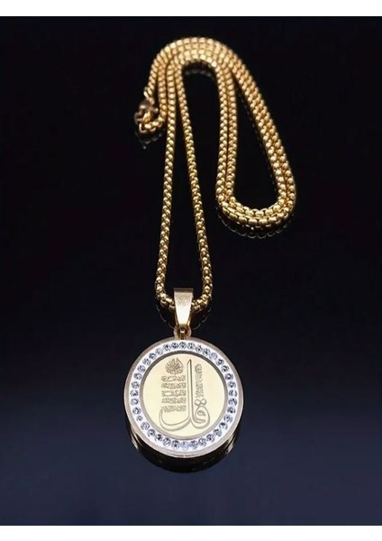 Arapça Paslanmaz Çelik Kolye-18K Altın Kaplama fırsatları