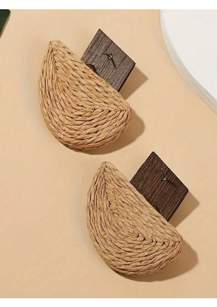 Vintage Ahşap ve Dokuma Rattan Çivili Küpeler fiyatları