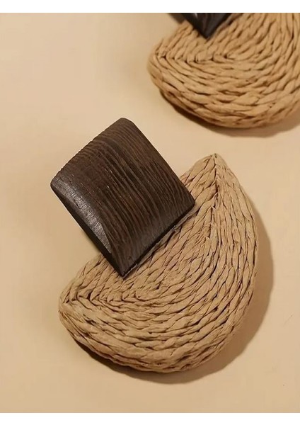 Vintage Ahşap ve Dokuma Rattan Çivili Küpeler fırsatları