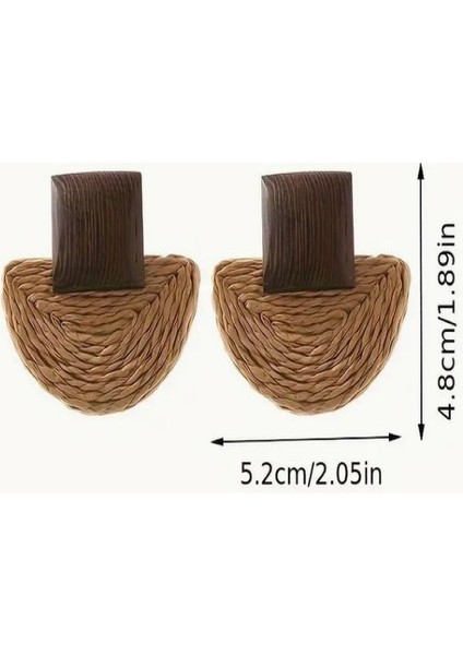 Vintage Ahşap ve Dokuma Rattan Çivili Küpeler indirimleri