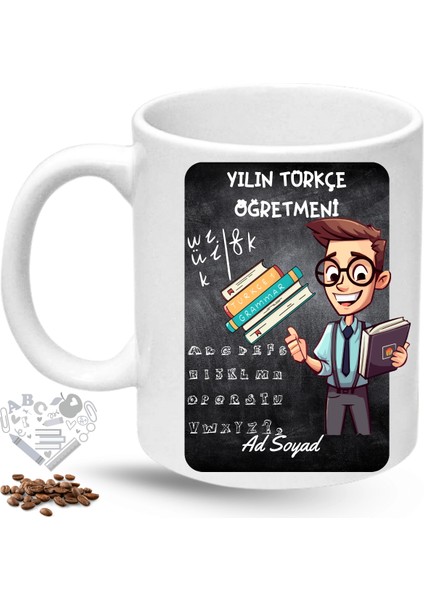 Türkçe Öğretmeni Erkek Öğretmenler Günü Hediyesi Isimli Baskılı Porselen Kupa Bardak fiyatları