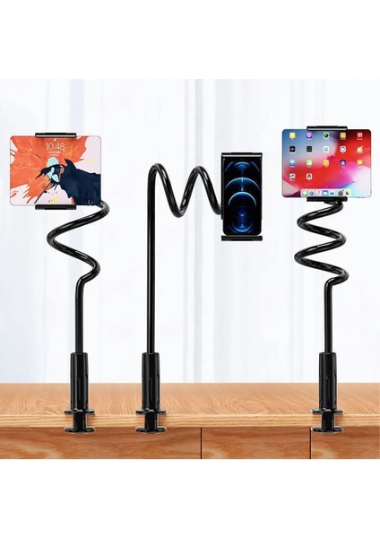 Masaüstü Akrobat Telefon ve Tablet Tutucu Stand 360 Derece Oynar Başlıklı Siyah Siyah Metal Tr modelleri