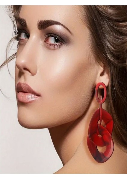 Şık Trend Akrilik Zincir Küpe