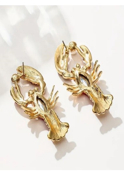 Taşlı ve İncili Kırmızı Istakoz Küpe modelleri