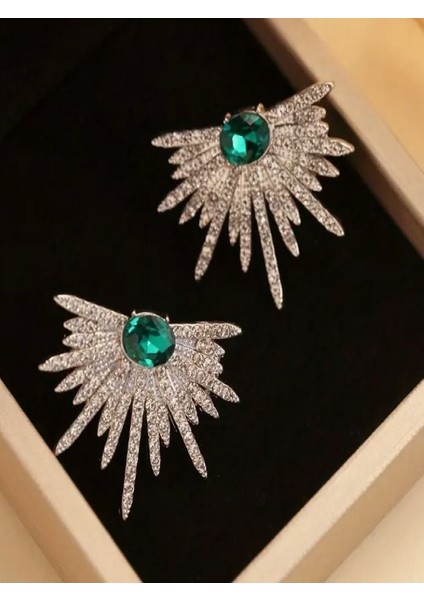 Şık Taşlı Kanat Desenli Küpe fiyatları