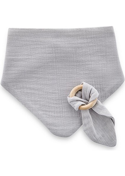 Ahşap Diş Kaşıyıcılı Bürümcük Müslin Önlük 736 Gri