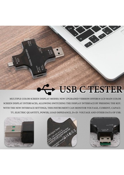 2 Aradan 1 Tip C USB Test Cihazı Renkli Ekran LCD Dijital Multimetre, USB C Voltaj Akım Voltmetre Amper Voltmetre Dedektörü (Yurt Dışından) indirimleri