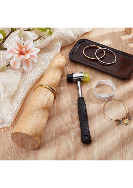 3pcs Ahşap Bilezik Mandrel Aracı, Bileklik Şekillendirici Sizer Ölçüm Aracı Kitleri Kucak Mücevher Yapımı Için Kauçuk Takı Çekiç (Yurt Dışından) indirimleri