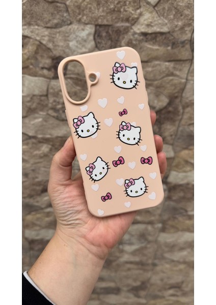 iPhone 16 Uyumlu Hello Kity Silikon Darbe Emici Klasik Korumalı Rubber Kılıf