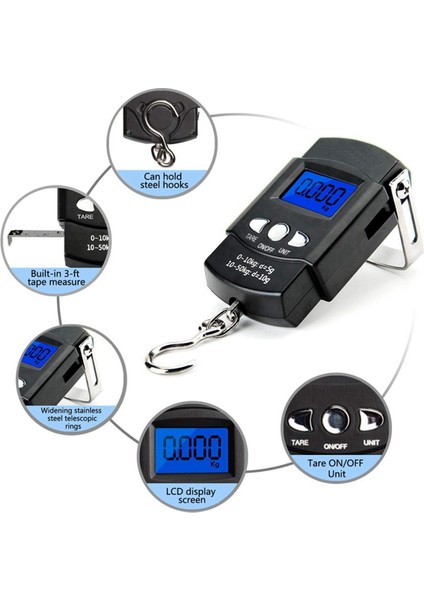 1pcs 50KG Seyahat Ölçeği Cetvel ile Dijital Balıkçılık Ölçeği Yüksek Hassas Balıkçılık Ölçeği Pil Yok (Yurt Dışından) modelleri