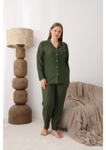 Boydan Düğmeli Süet Kumaş Büyük Beden Kadın Pijama Takımı 2170 fiyatları