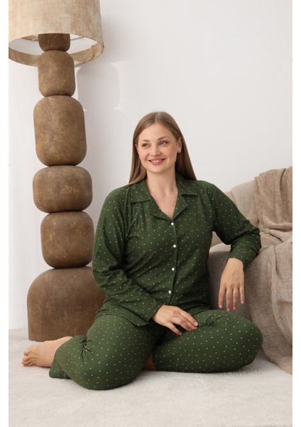 Boydan Düğmeli Süet Kumaş Büyük Beden Kadın Pijama Takımı 2170 modelleri