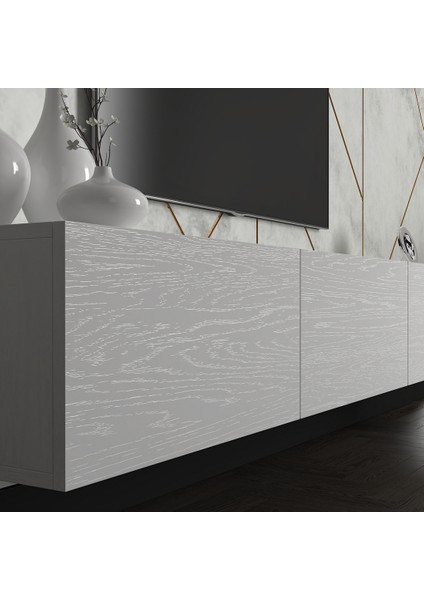 Hunerika Lorina 3 Kapaklı Tv Ünitesi- Wood Beyaz-Minifiks Bağlantılı modelleri