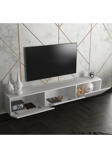 Hunerika Lorina 3 Kapaklı Tv Ünitesi- Wood Beyaz-Minifiks Bağlantılı fırsatları