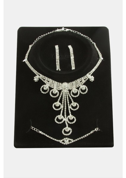 Halka Taşlı Lüks Set Kolye