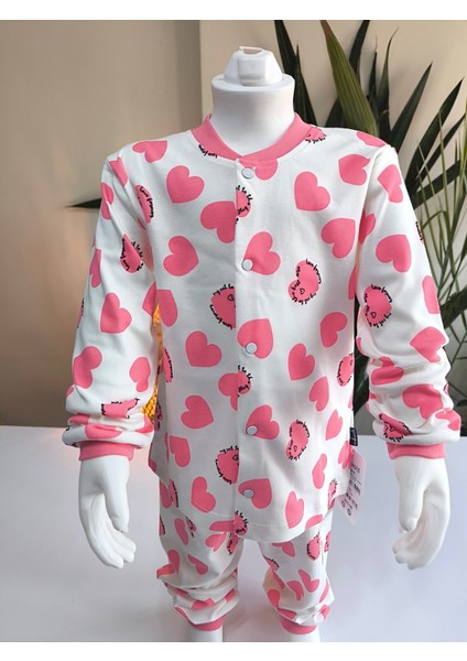 Kız-Erkek Bebek- Çocuk Pijama Takımı %100 Pamuk Uzun Kollu Önü Çıtçıtlı Mevsimlik