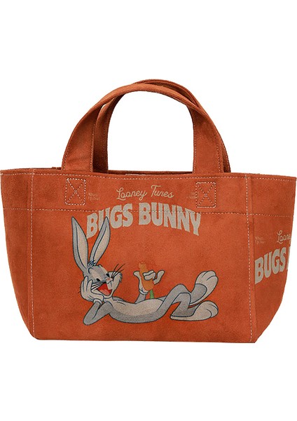 Kadın Vegan Turuncu Medium Tote Bag - Warner Bros Bugs Bunny Chill Bunny Tasarım