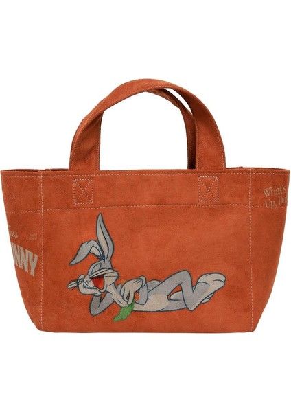 Kadın Vegan Turuncu Medium Tote Bag - Warner Bros Bugs Bunny Chill Bunny Tasarım fırsatları