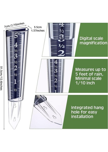 4 Adet 5 Inç Kapasiteli Yağmur Göstergesi Dış Mekan Okunması Kolay Akrilik Yağmur Göstergeleri, Yağışları Ölçün ve Izleyin (Yurt Dışından) modelleri