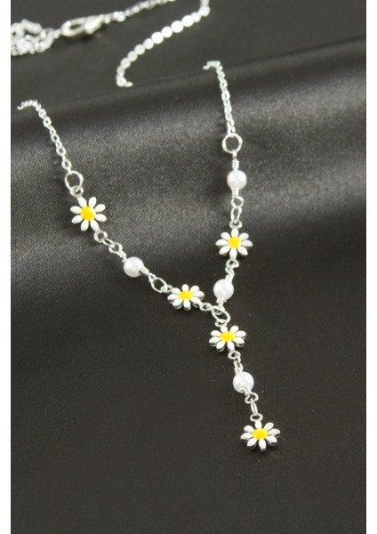 Papatya Mineli Inci Y Kolye