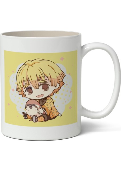 Demon Slayer Zenitsu Agatsuma Anime Baskılı Karakterler Baskılı Beyaz Kupa Bardak