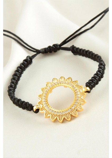 Çeyrek Altın Koyulabilir Makrome Örgülü Bileklik