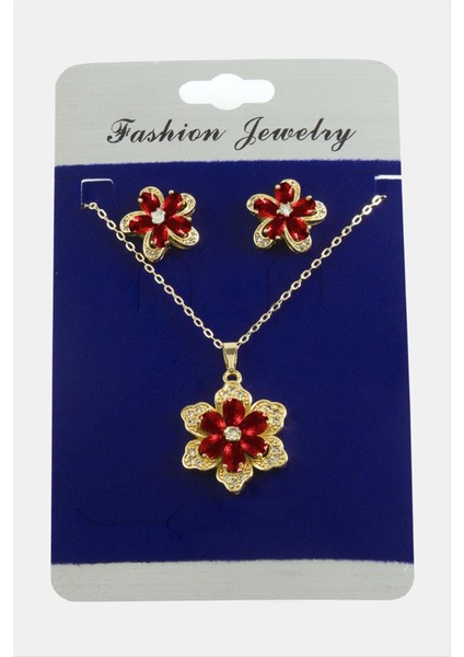 Papatya Zirkon Taşlı Set Kolye