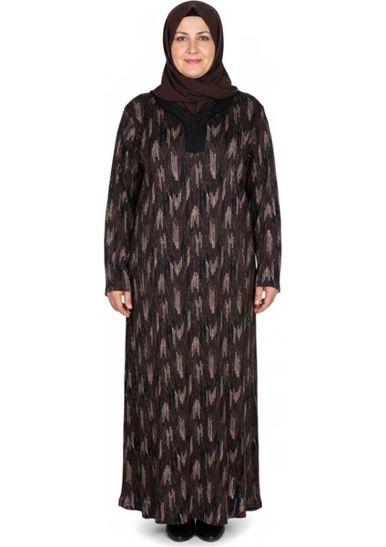 Hesna Kadın Minel Battal Beden Kuplu Boydan Siyah Elbise Desen 31