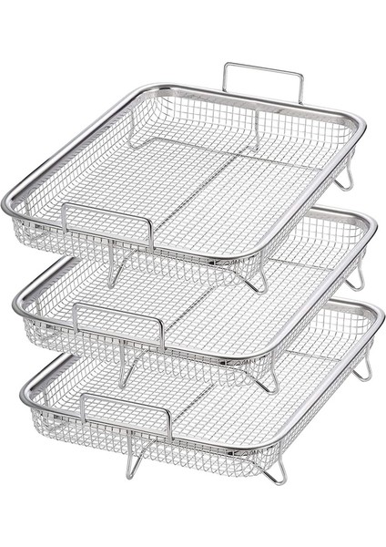 Fırın Için 3 Paket Hava Fritöz Sepeti, Paslanmaz Çelik Izgara Sepeti Yapışmaz Örgü Sepet Seti, Hava Fritöz Tepsi Tel Rafı (Yurt Dışından)
