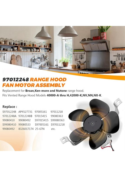 97012248 S97012248 Br.oan Nutone 40000 ve 42000 Serisi Ocak Davlumbazı Için Blutoget Tarafından Üretilen Davlumbaz Fan Motoru (Yurt Dışından) modelleri