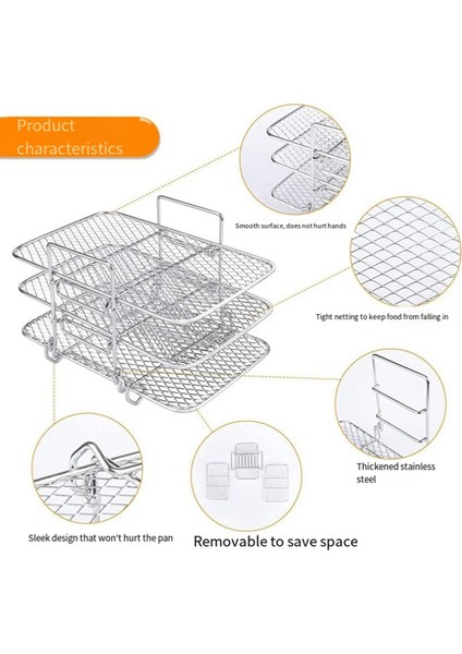2 Adet Hava Fritöz Rafı Hava Fritözü Çok Katmanlı Çift Sepetli Hava Fritözü Aksesuarları Paslanmaz Çelik Izgara Rafı Pişirme (Yurt Dışından) modelleri