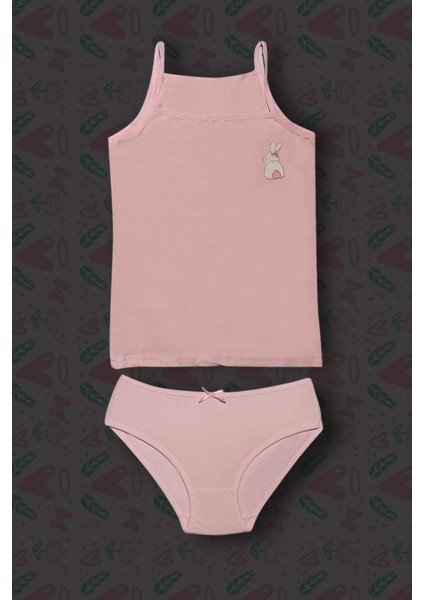 3'lü Kız Çocuk Pamuklu Tavşan Baskılı Çamaşır Takımı modelleri