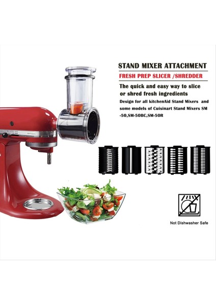 Kitchenaid Stand Mikseri Için 5 Bıçaklı Sebze Dilimleyici ve Salata Yapıcı ile Paslanmaz Çelik Dilimleyici/parçalayıcı Aparatı (Yurt Dışından) fırsatları