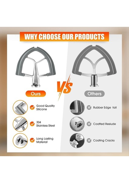 4,5-5 Quart Devirmeli Stand Mikser Için Kenar Çırpıcı Silikon Kenar Kazıyıcılı Paslanmaz Kürek Ataşmanı (Yurt Dışından) modelleri