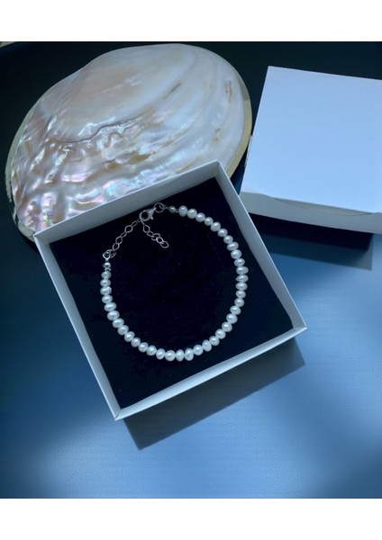 Sertifikalı Gerçek 4 mm Inci Bileklik Paslanmaz Çelik Aparat