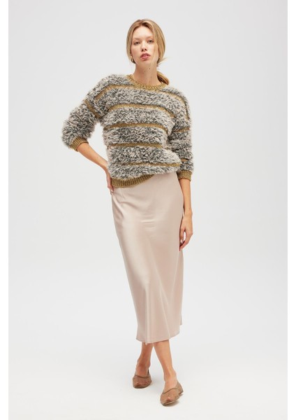 Yona Kadın Triko Kazak - Bej Melanj