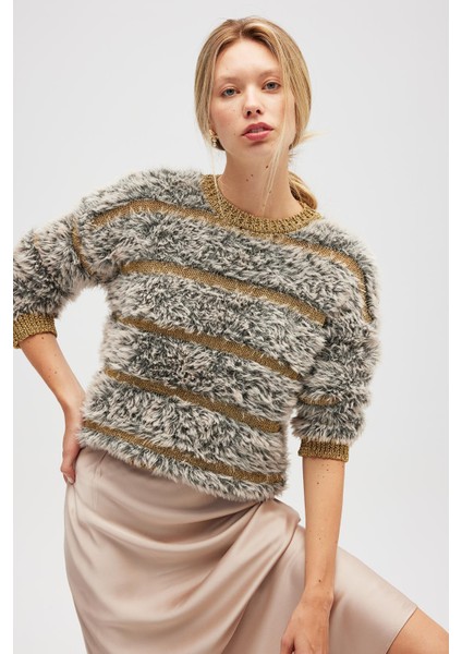 Yona Kadın Triko Kazak - Bej Melanj fiyatları