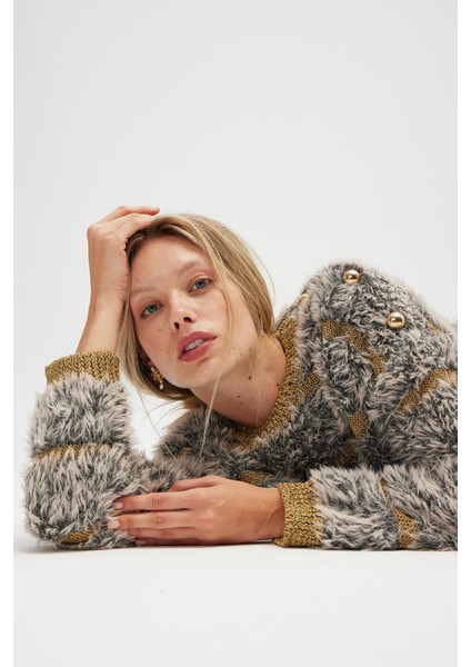 Yona Kadın Triko Kazak - Bej Melanj