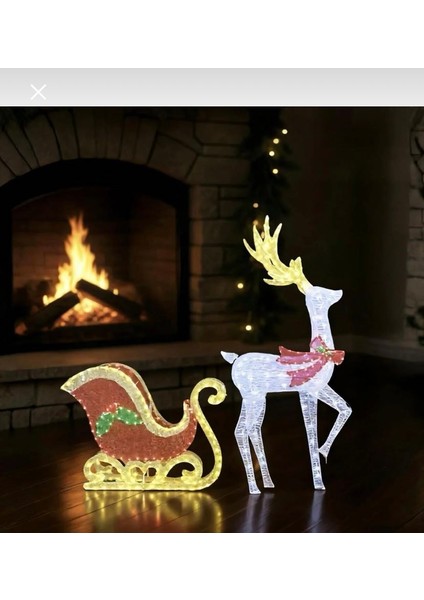 Noel Işıklı Geyik ve Noel Baba Kızak , 462 LED Işık , Kızaklı Iç /dış Mekan Geyik Dekorasyonu modelleri