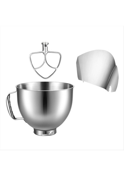 4.5-5qt Eğimli Kafa Standı Mikser Aksesuarları Için Karıştırma Kabı + Boşaltma Koruyucu Kapak + Düz Karıştırıcı Eki (Yurt Dışından)