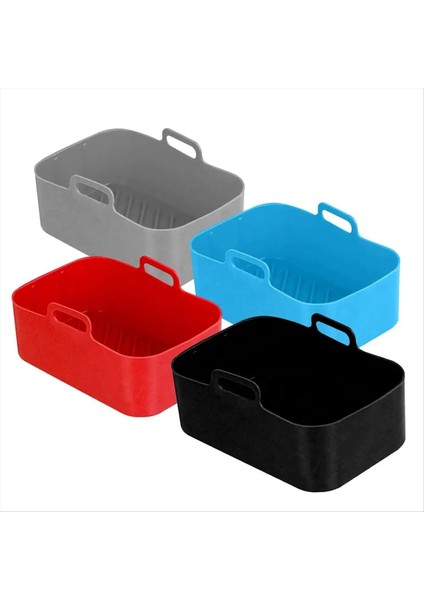 Hava Fritöz Silikon Pot Yeniden Kullanılabilir Kare Isıya Dayanıklı Kase Taşınabilir Fırın Pişirme Tepsisi Pizza Kızarmış Tavuk Izgara Tavası (Yurt Dışından)