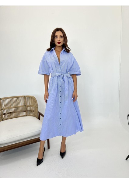5318 Elbise-Mavi Beyaz Çizgili fiyatları