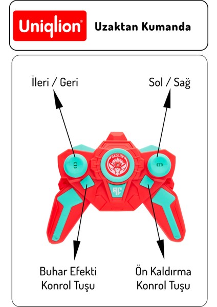 Işıklı ve Buharlı Ön Kaldıran Uzaktan Kumandalı Araba